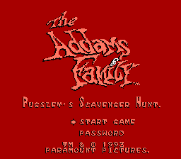 The Addams Family: Pugsley's Scavenger Hunt title screenshot
